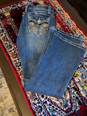 Fire & Rain Embellished Angel Wing And Jewels Womens Jeans.(#2097C) Sz.9.